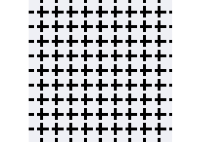 Black and white grids overlapping on a white background
