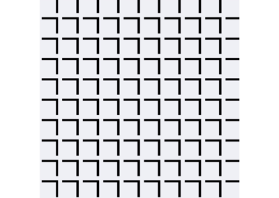 Black and white grids overlapping on a white background