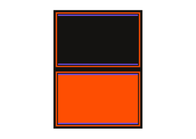 Dyptich in the spirit of minimalistic artwork with blue lines against black and orange backgrounds for a contemporary aesthetic.